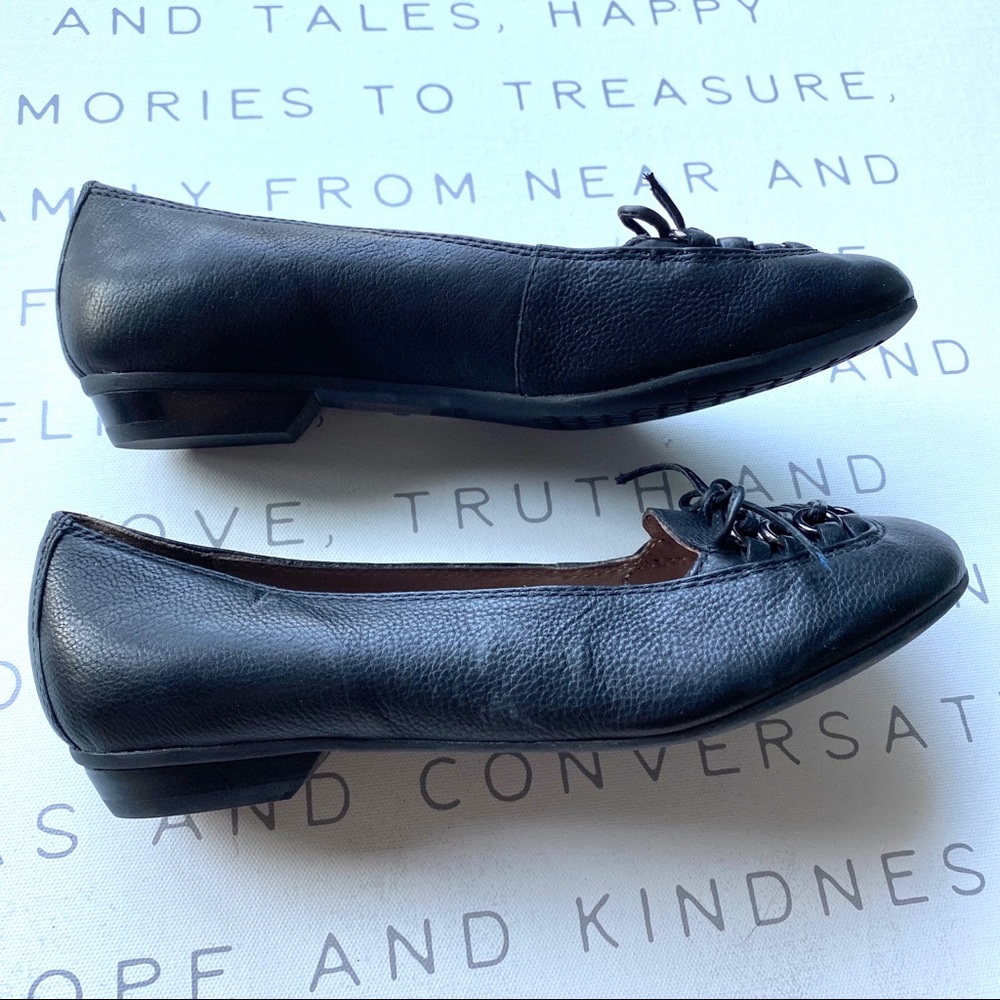 GEOX RESPIRA Black flats lace front shoes slip on leather women’s low heels 6.5 - Picture 4 of 7